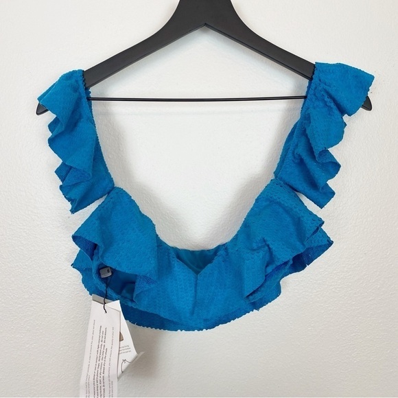 ViX Natalie Bandeau Top Scales Blue Ruffle Off the Shoulder - Picture 5 of 7